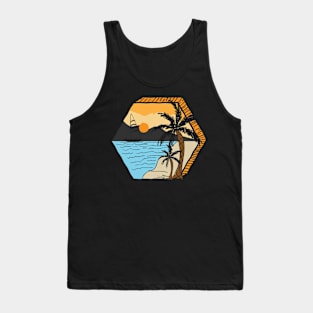 Summer hand drawn sunset beach Tank Top